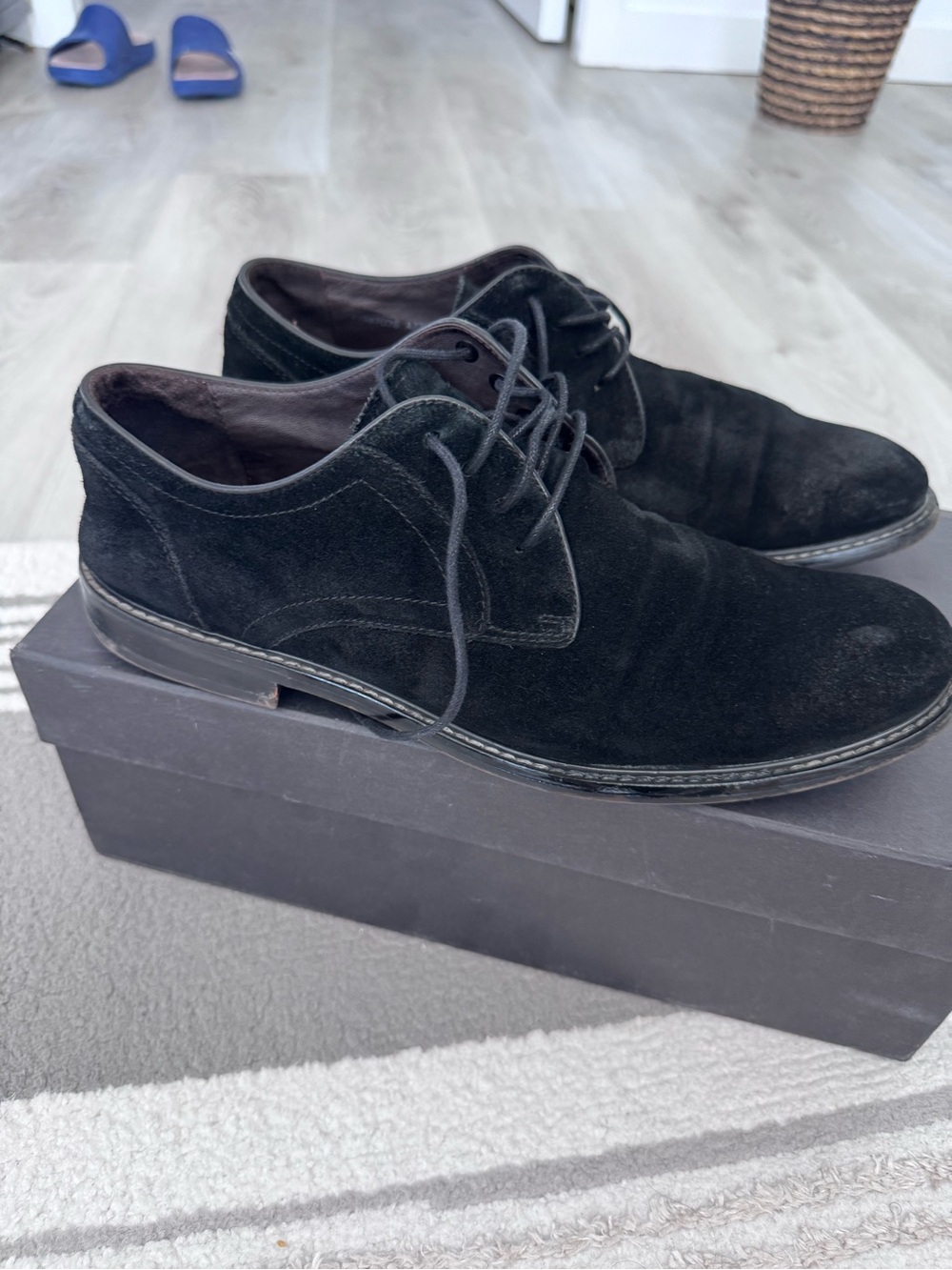 Men's Black Suede Derby Shoes - Elegant Lace-Up Oxfords